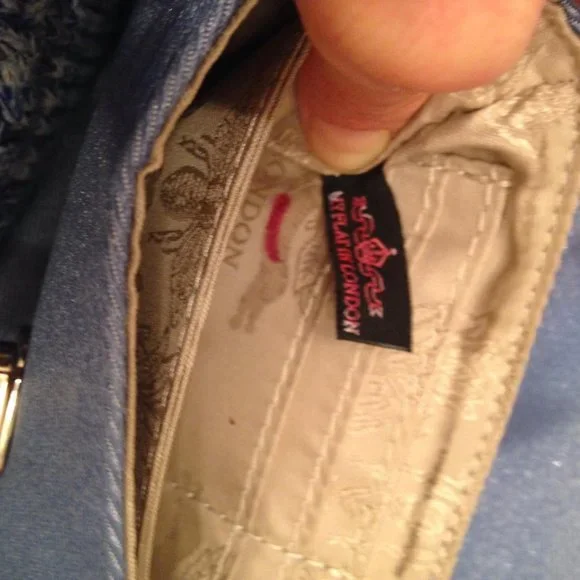 MY FLAT IN LONDON BLUE CROSSBODY BAG patent leather bow accent MFIL - Picture 7 of 7